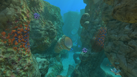 A canyon in the Safe Shallows with numerous Gel Sacks