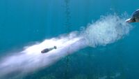 The Seamoth fires a torpedo