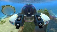 A Seamoth outfitted with four Torpedo System Modules