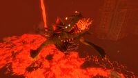 A Sea Dragon Leviathan holding a Prawn Suit in its mouth