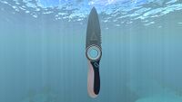 The Alterra Arms logo on the Survival Knife