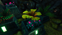 A Grub Basket growing alongside a couple of Voxel Shrubs