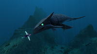 A Mesmer hypnotizing a Boneshark into placidity in the Crag Field