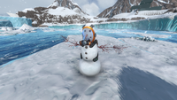 A snowman built on an ice floe