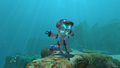 The Prawn Suit wielding a Prawn Suit Propulsion Cannon