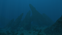 An arch formation made out of rock spikes