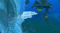Two frozen Pengwings in a brinicle