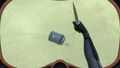 A lithium-ion battery on the sand