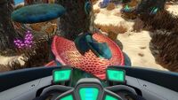 The Seamoth used as a tool to break off the Tree Mushroom's cap into many smaller samples