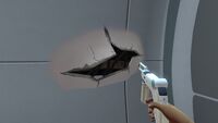 A damaged Cyclops hull