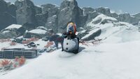 A snowman found nearby