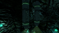 The lights illuminating the cave