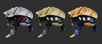A render of the Grabcrab in three seperate color variants.