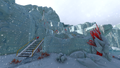 Stairs in the biome leading to the Snowfox Base