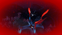 A blue Spikey Trap eating the player