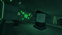 A lab in the Disease Research Facility with a tank and two surgery tables